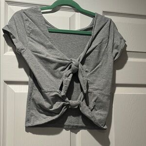 Elegant Gray Knotted Crop Top